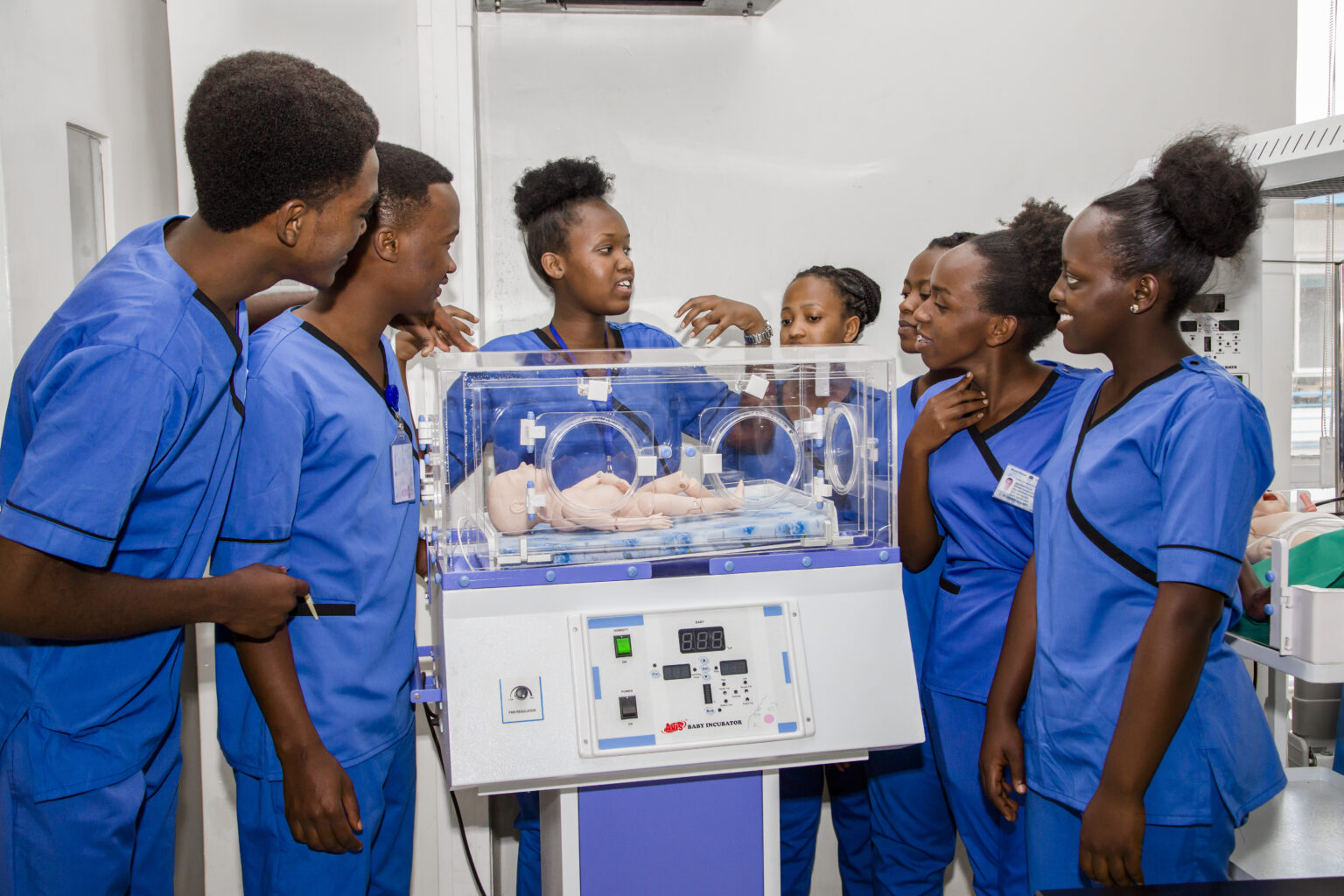 Medical students in a practical training session